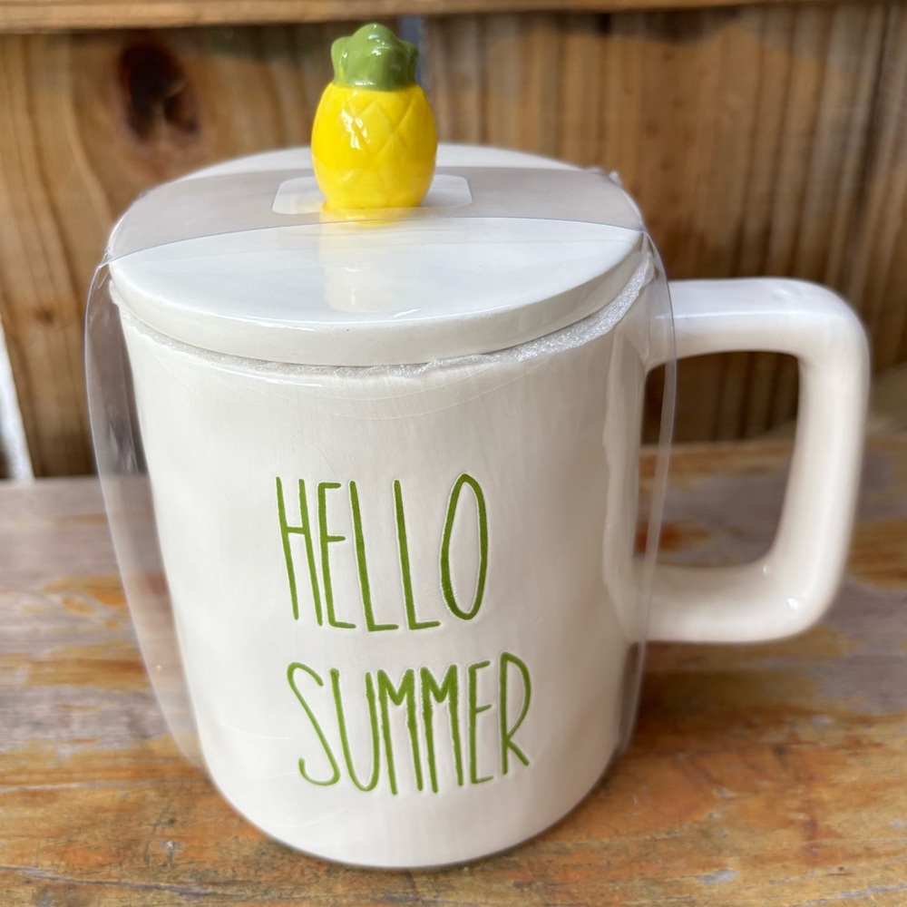 New Blue Harbor 2022 Hello Summer Large 16oz Coffee Mug & Lid with Pineapple